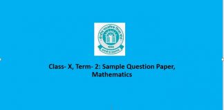 Class X, Term- 2, Sample Question Paper, Mathematics, cbse syllabus 2021-22